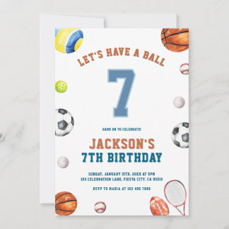 Sports Birthday Let’s Have a Ball  Einladung