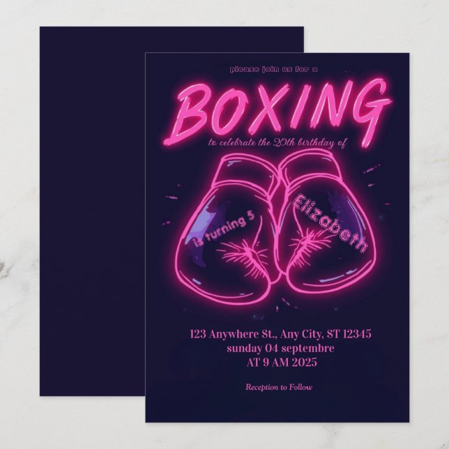 sports boxing birthday invitation einladung (Vorne/Hinten)