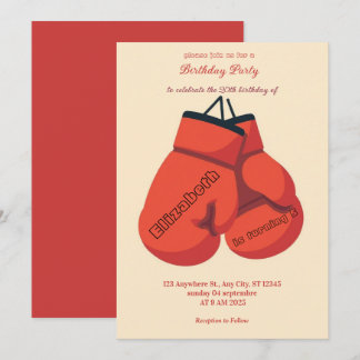 sports boxing birthday invitation einladung