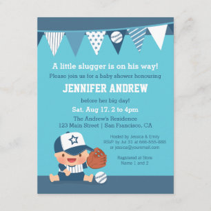Sports Boy Blue Baseball-Baby-Shower-Einladungen Einladung