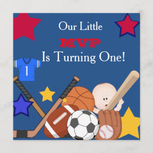 Sports Boys Invitation Anniversaire Pour Un An