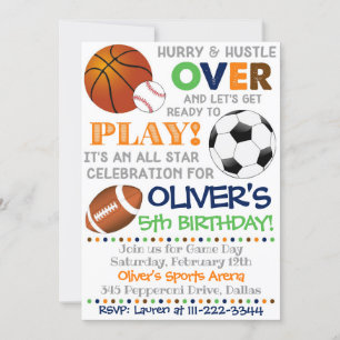 Sports Fête Invitation Sport Anniversaire Sports