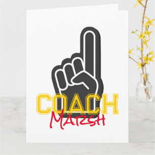 Sports Finger COACH NAME Team Farben #1 Danke Karte