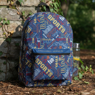 Sports & Fitness Wortwolke Rot/Weiß ID284 Bedruckter Rucksack