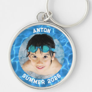 Sports-Foto Aqua-Blau-Schwimmbadrand Schlüsselanhänger