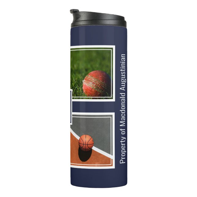 SPORTS für personalisiertes Foto Monogramm Thermosbecher (Nach rechts gedreht)