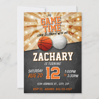 Sports Invitation Anniversaire Basketball & Volley