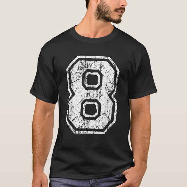 Sports Jersey Grunge Nummer 8 Fan Team Player Birt T-Shirt (Vorderseite)