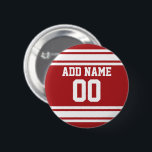 Sports Jersey mit Ihrem Namen und Ihrer Nummer Button<br><div class="desc">Rot und Weiß - Wenn Sie ein Fantasy Football Team Besitzer sind,  machen Sie Ihre eigenen Produkte und zeigen Sie Ihren Freunden! Oder - Spielst du High School Football und will ein Memento? Dieses Jersey Design ist perfekt für jeden,  der Sport spielt.</div>