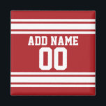 Sports Jersey mit Ihrem Namen und Ihrer Nummer Magnet<br><div class="desc">Rot und Weiß - Wenn Sie ein Fantasy Football Team Besitzer sind,  machen Sie Ihre eigenen Produkte und zeigen Sie Ihren Freunden! Oder - Spielst du High School Football und will ein Memento? Dieses Jersey Design ist perfekt für jeden,  der Sport spielt.</div>