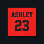 Sports Jersey Nummer und Name Red Personalisiert Leinwanddruck<br><div class="desc">Eine Jerseynummer und Name in schwarz auf einem roten Hintergrund. Sowohl Name als auch Nummer können im Textfeld personalisiert werden. Textfarbe kann vor dem Auschecken im Bearbeitungsmenü geändert werden.</div>