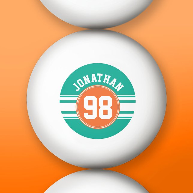 Sports Jersey Stripes Emerald & Orange Namensnumme Tischtennisball (Custom Ping Pong Balls)