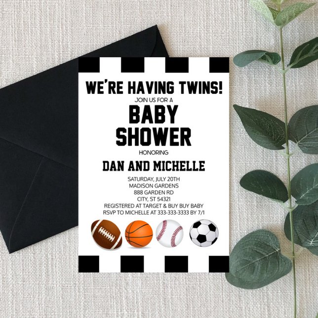 Sports Jumeaux à thème Baby shower Invitation (Créateur téléchargé)