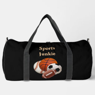 Sports Junkie Black Baseball Basketball Fußball Duffle Bag