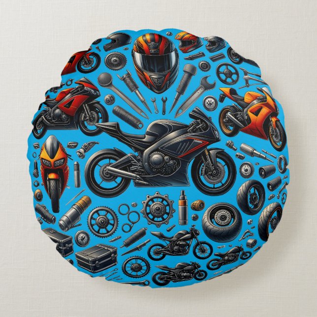 Sports Motorcycles: Speed and Performance Rundes Kissen (Vorderseite)