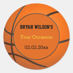 Sports Party Baskeball Thema Personalisierte Aufkl Runder Aufkleber