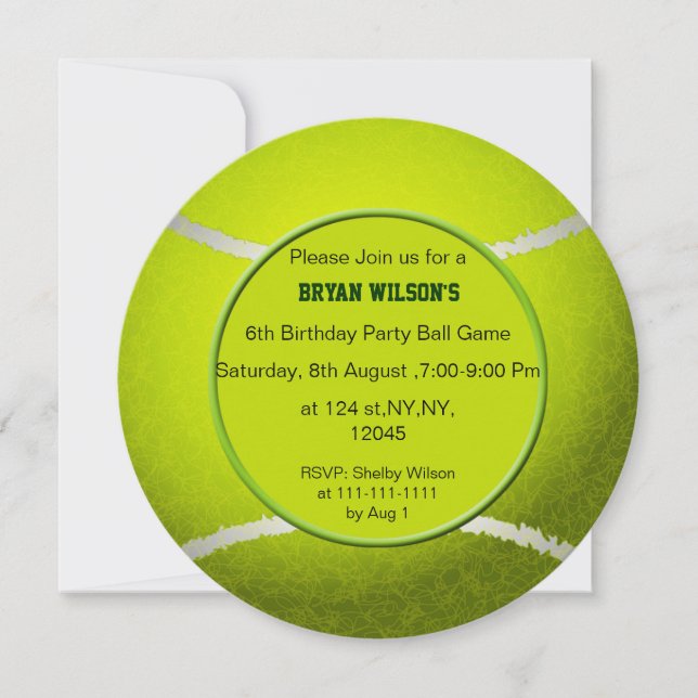 Sports Party Thème de tennis Invitations personnal (Devant)