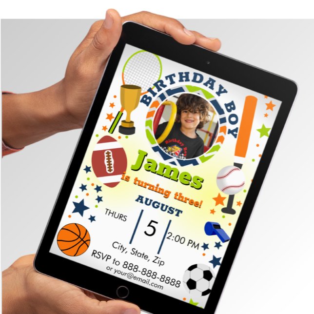 Sports Photo anniversaire Invitation (Créateur téléchargé)