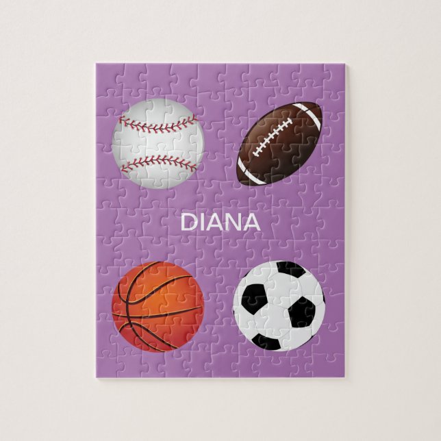 "SPORTS" PUZZLE AVEC NOM D'ENFANT. (Vertical)