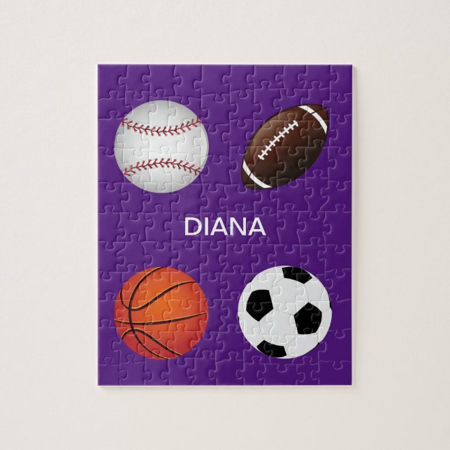 "SPORTS" PUZZLE AVEC NOM D'ENFANT. (Vertical)