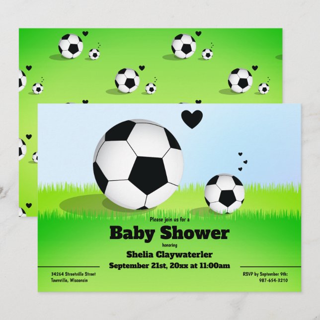 Sports Soccer Baby Dusche Einladung (Vorne/Hinten)