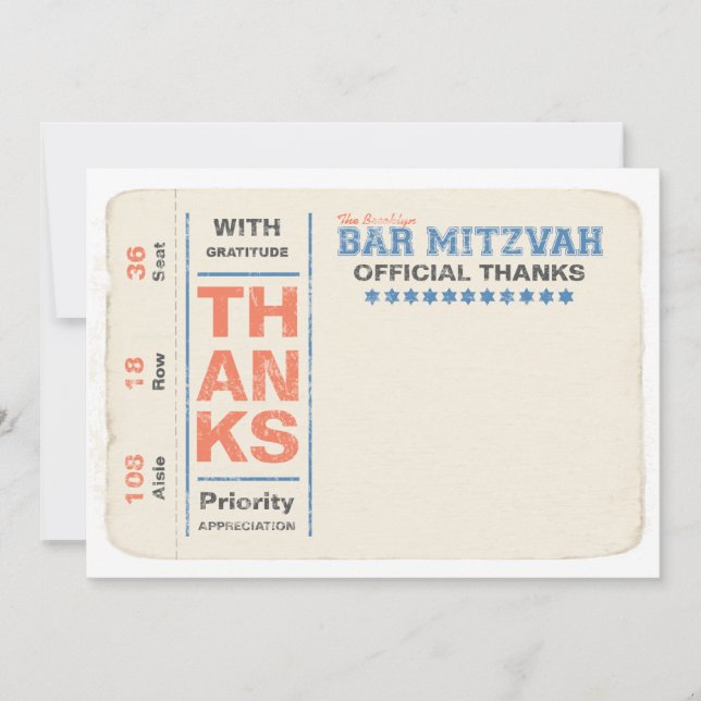 Sports Star Bar Mitzvah Carte de remerciements Blu (Devant)