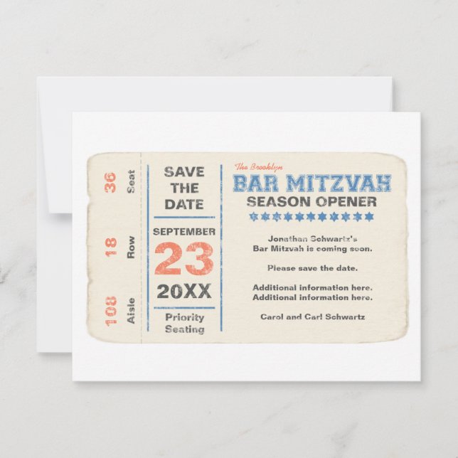 Sports Star Bar Mitzvah Enregistrer la carte Date  (Devant)