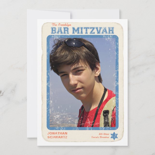 Sports Star Bar Mitzvah Invitation Blue (Devant)