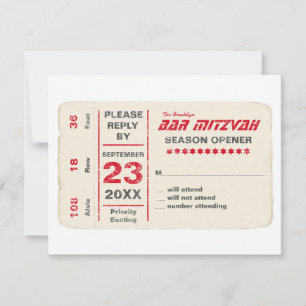 Sports Star Bar Mitzvah RSVP Reply Card en rouge