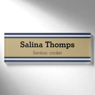 SPORTS STRIPES - blau-beige grau + Ihre Ideen Namenschild