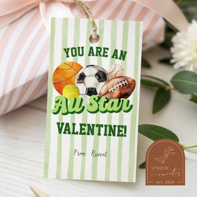 Sports Stripes Valentine Tag Geschenkanhänger (Von Creator hochgeladen)