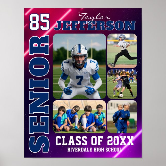 Sports Team Senior Night Custom Photo Collage Poster (Vorne)