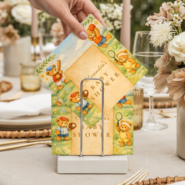 Sports Teddy Bear Baby Shower Serviette (Von Creator hochgeladen)