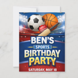 Sports Theme Birthday Invitation Card for Boys Einladung