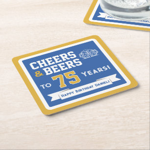 Sports-Themen-Biere und Prost-Geburtstagsfeier-Qua Rechteckiger Pappuntersetzer