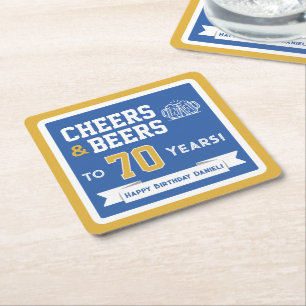 Sports-Themen-Biere und Prost-Geburtstagsfeier-Qua Rechteckiger Pappuntersetzer