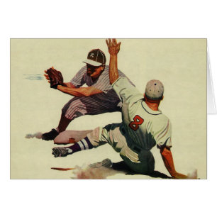 Sports vintages Baseball, Joueur glissant à la mai