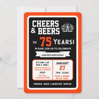 Sportsbar-Geburtstags- Cheers und Bier zu 75 Jahre Einladung