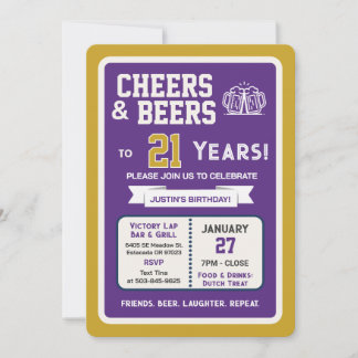 Sportsbar Geburtstags Cheers und Bier zum 21. Gebu Einladung