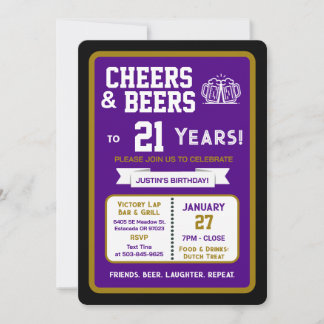 Sportsbar Geburtstags Cheers und Bier zum 21. Gebu Einladung