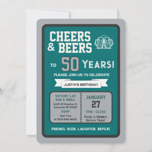 Sportsbar-Geburtstags- Cheers und Biere zu 50 Jahr Einladung