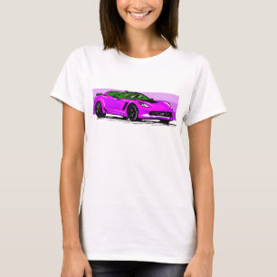 Sportscar-Sportscar der C7 mit rosa Streifen T-Shirt