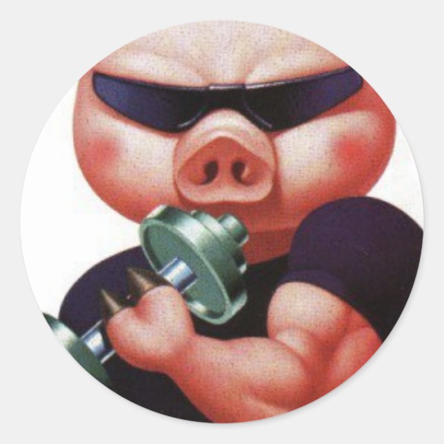 Sportschwein Runder Aufkleber (Vorderseite)
