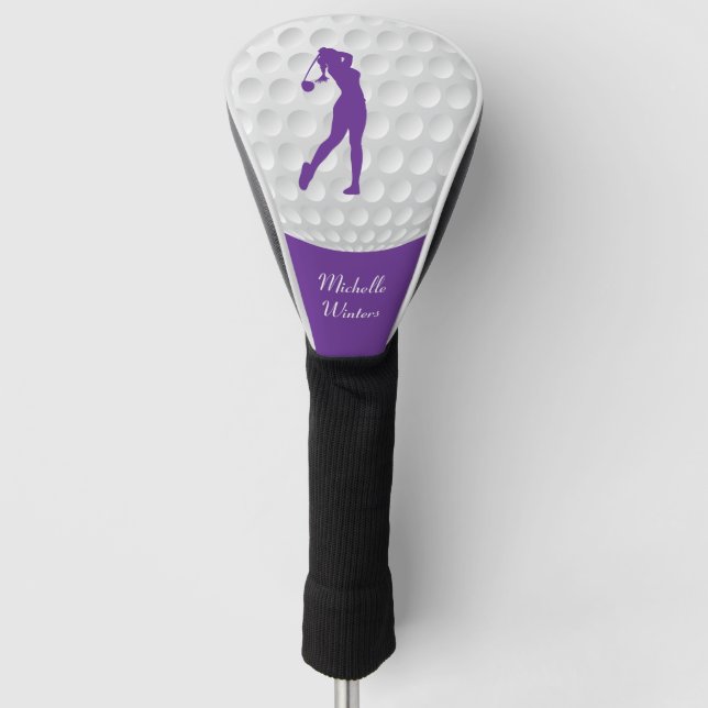 Sportsegment Golfer Lila Silhouette Golf Headcover (Vorderseite)