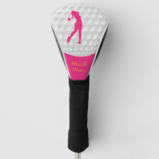 Sportsegment Golfer Rosa Silhouette Golf Headcover (Vorderseite)