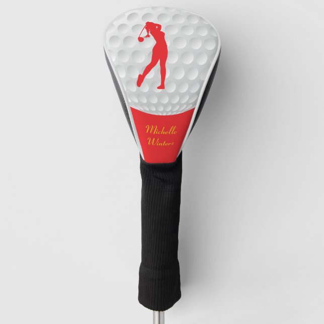 Sportsegment Golfer Rote Silhouette Golf Headcover (Vorderseite)