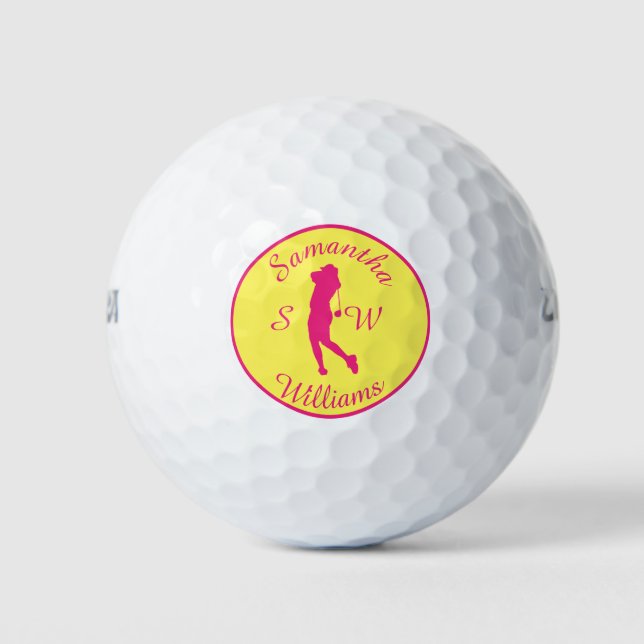 Sportsegment Golfer Silhouette Rosa Golfplätze Golfball (Vorderseite)