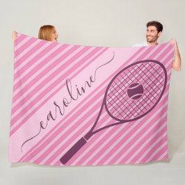 Sportsender Pink Striping Tennis Racket & Ball Nam Fleecedecke