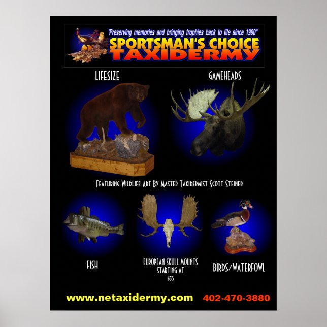 SPORTSMAN'S CHOICE TAXIDERMY POSTER (Vorne)
