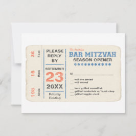 Sportsstar Bar Mitzvah UAWG Reply Card Blau RSVP Karte